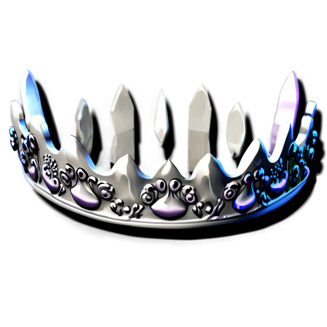 a white crown with blue and purple designs