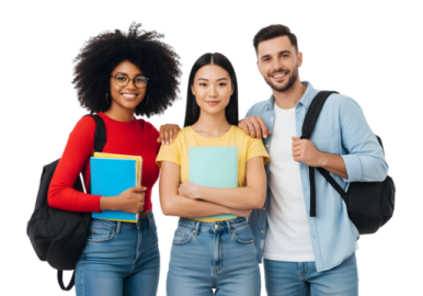 a group of young students with backpacks