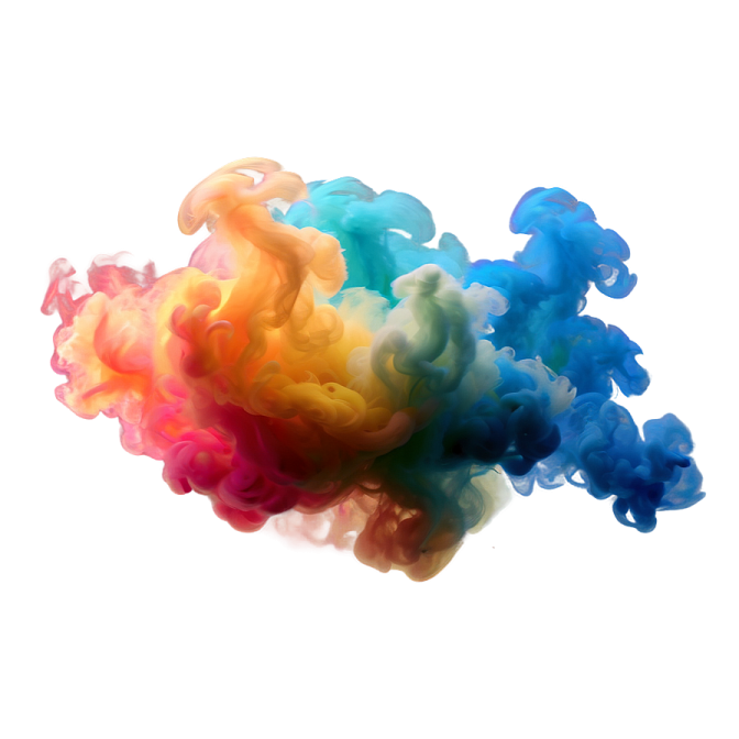 colored smoke on a white background