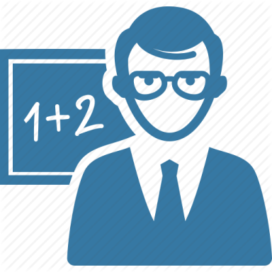 a man with glasses in front of a blackboard