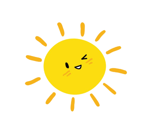 a yellow sun with its eyes closed