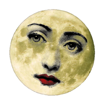 a drawing of a woman's face on the moon