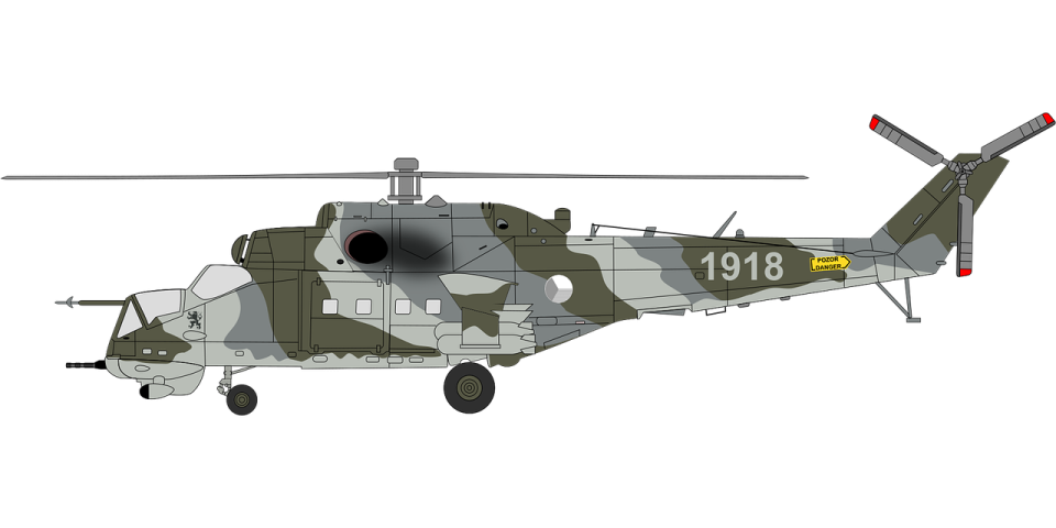 a military helicopter on a white background