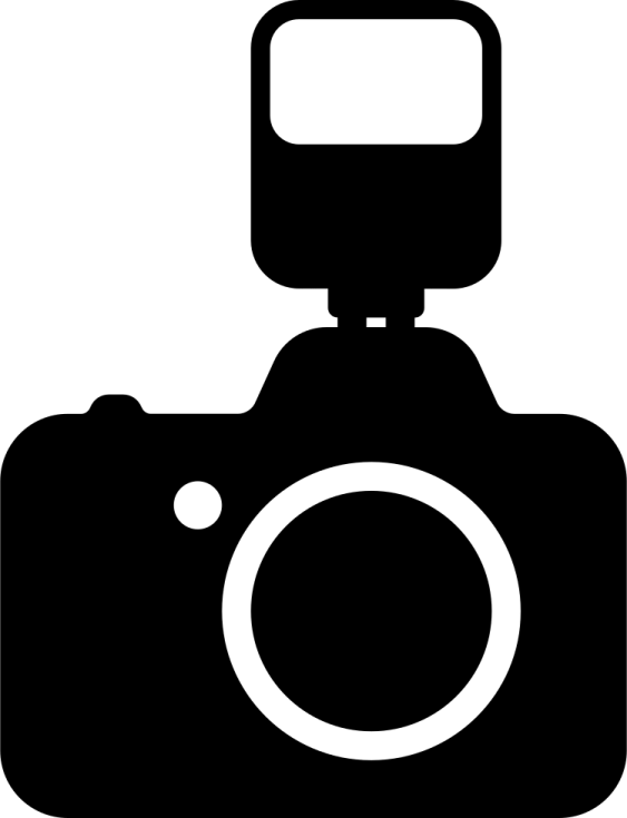 a camera icon on a white background