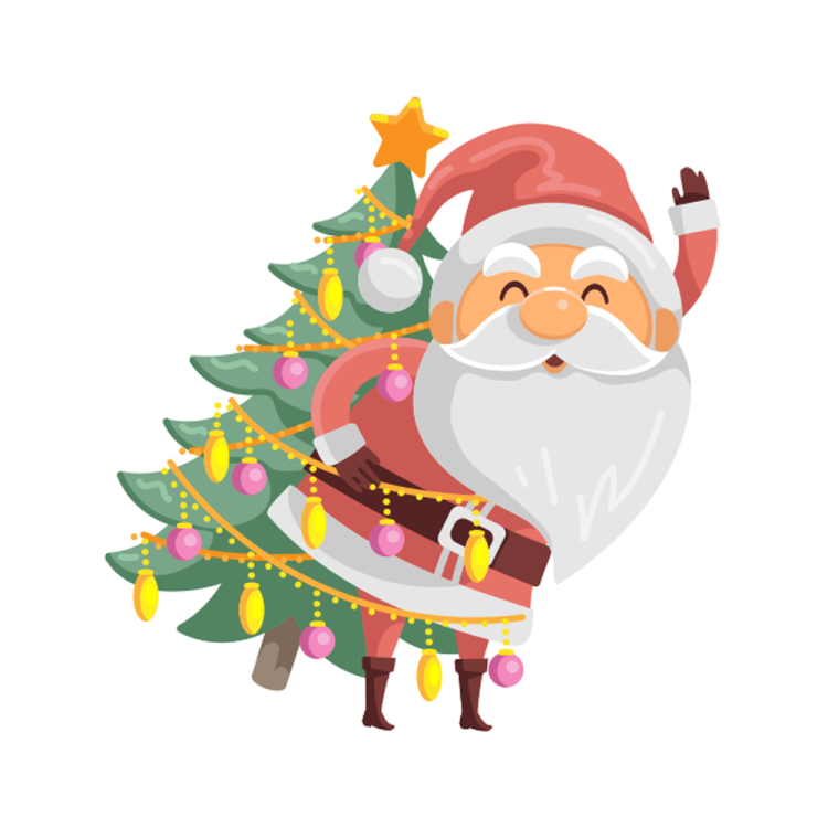 a santa claus with a christmas tree
