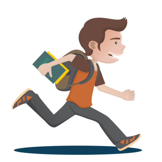 a man running with a backpack on his back
