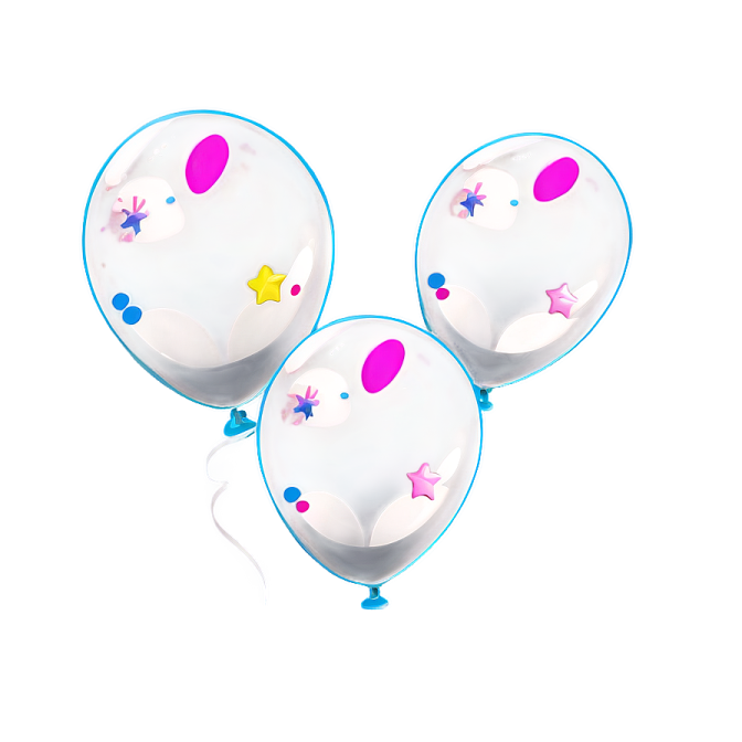 three white balloons with colorful designs on them
