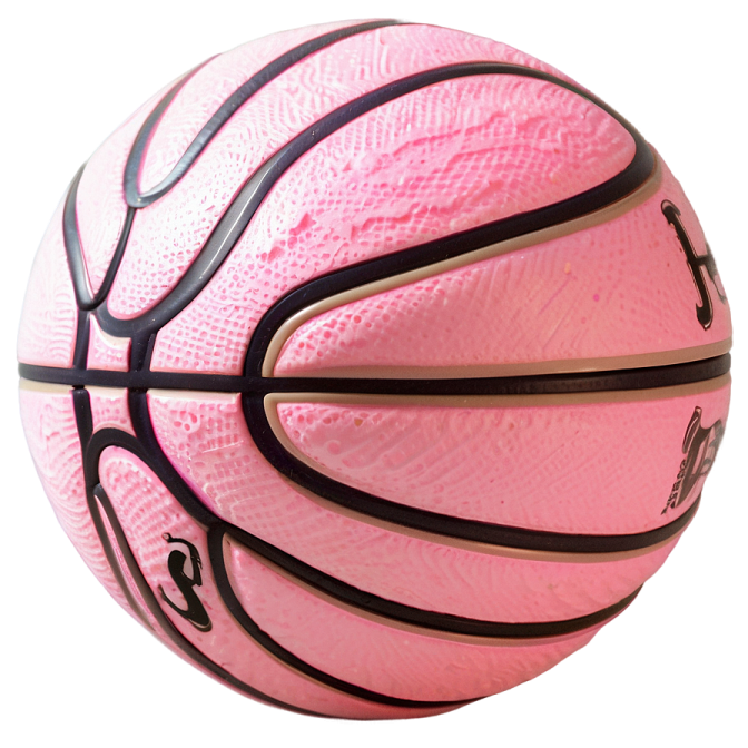 a pink basketball ball on a white background