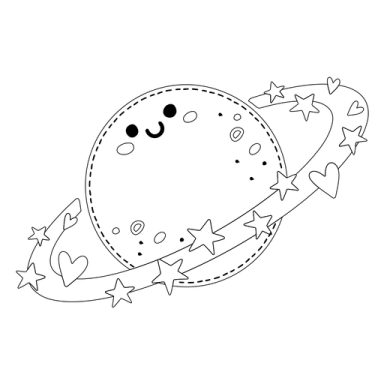 a black and white drawing of a planet with stars