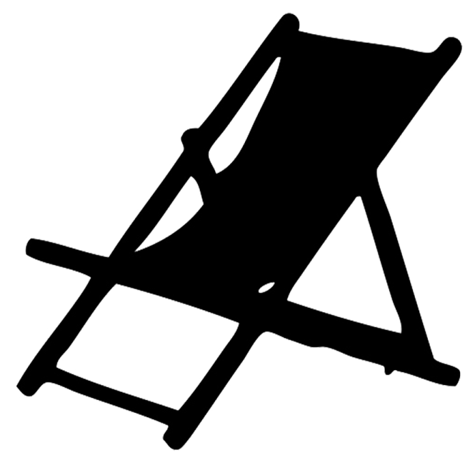a black and white silhouette of a beach chair
