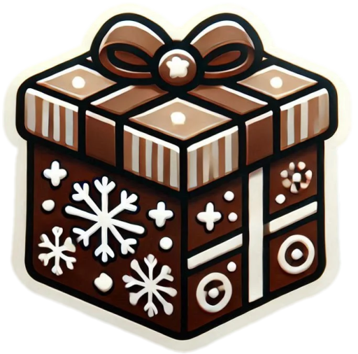 a brown and white gift box with a bow
