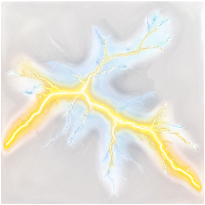 a drawing of lightning in yellow and blue