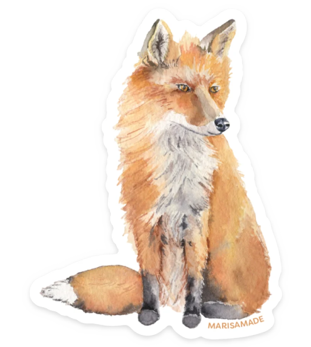 a watercolor painting of a red fox
