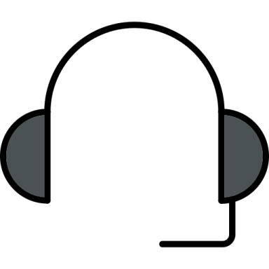 a headset icon on a white background