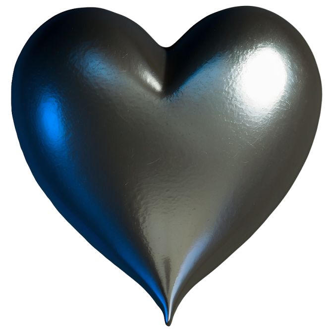 a blue heart shaped object on a white background
