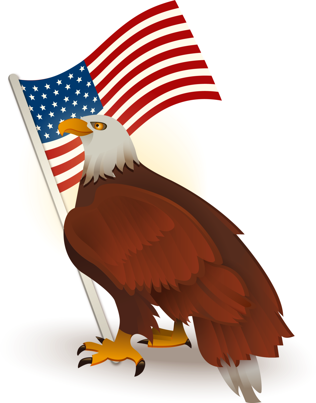 an eagle holding the american flag