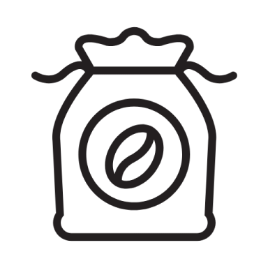 a bag of coffee on a white background