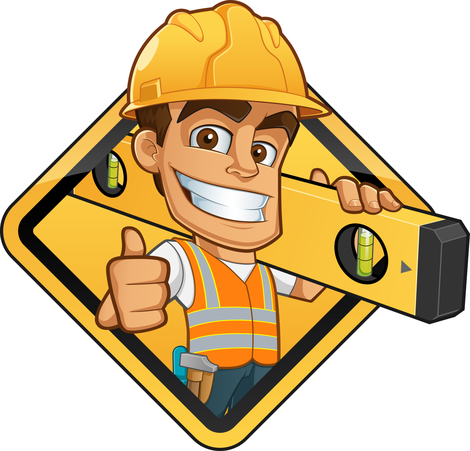 a construction worker holding a hammer in his hand