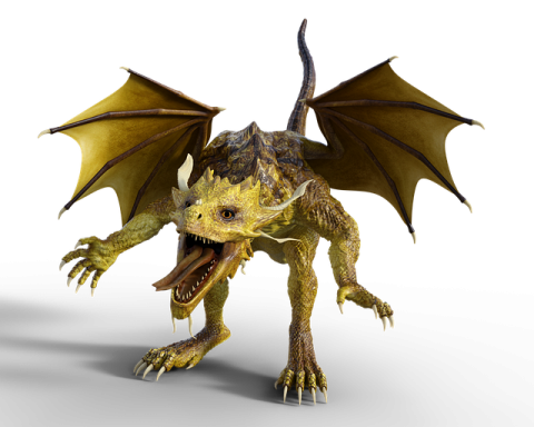 a 3d illustration of a yellow dragon