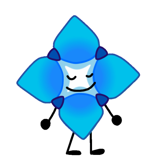 a blue flower with arms and legs