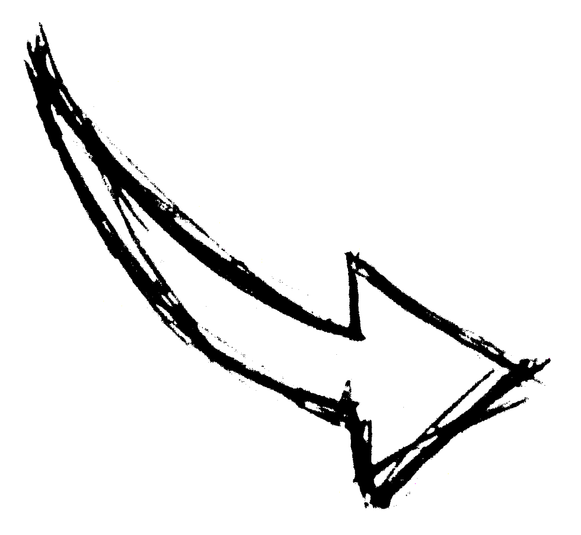 a black and white drawing of an arrow