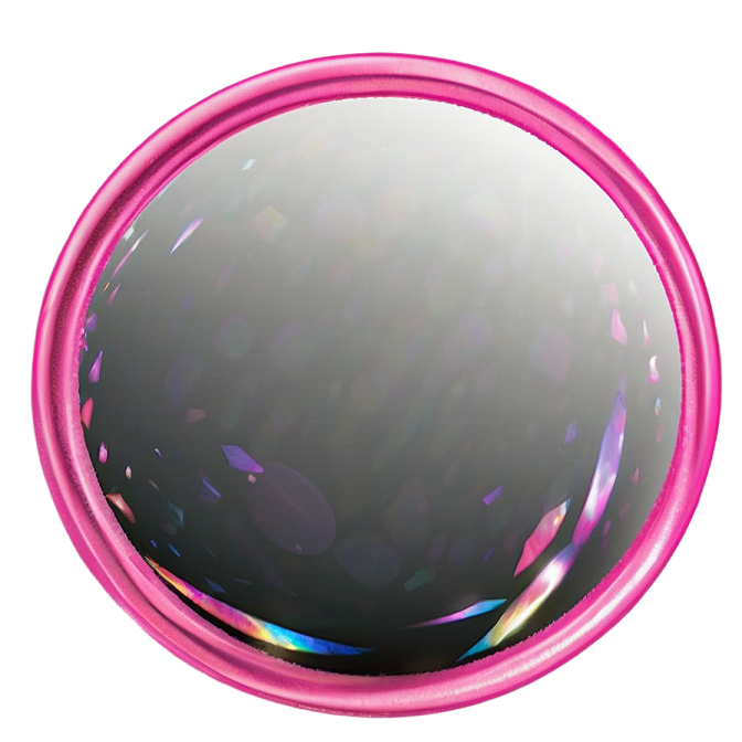 a round mirror with a pink frame on it