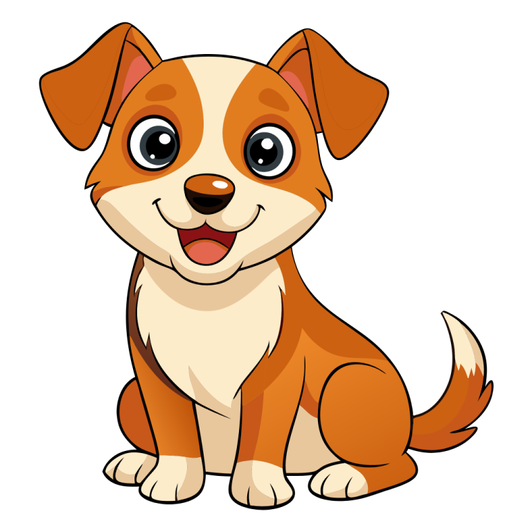 a cartoon dog with big eyes