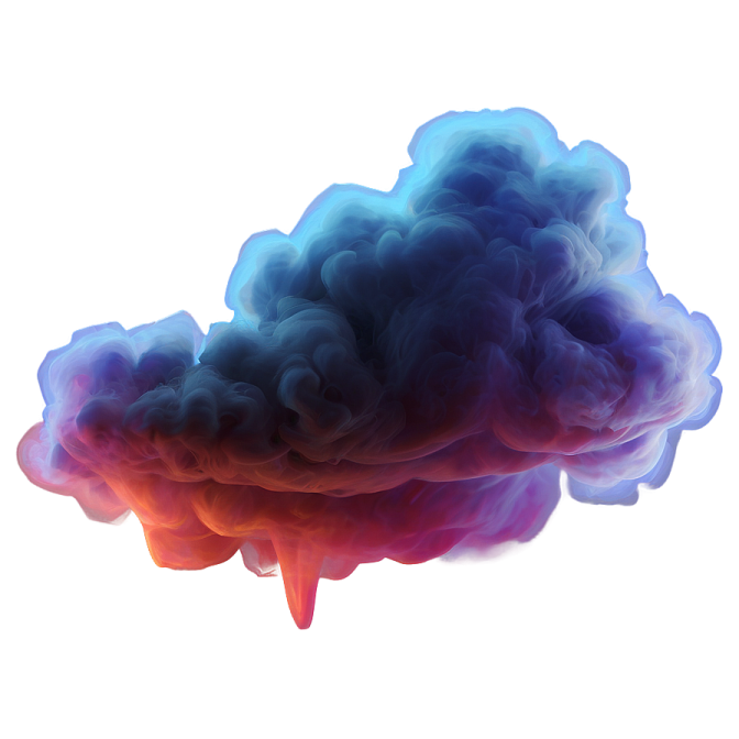a cloud of blue and red smoke