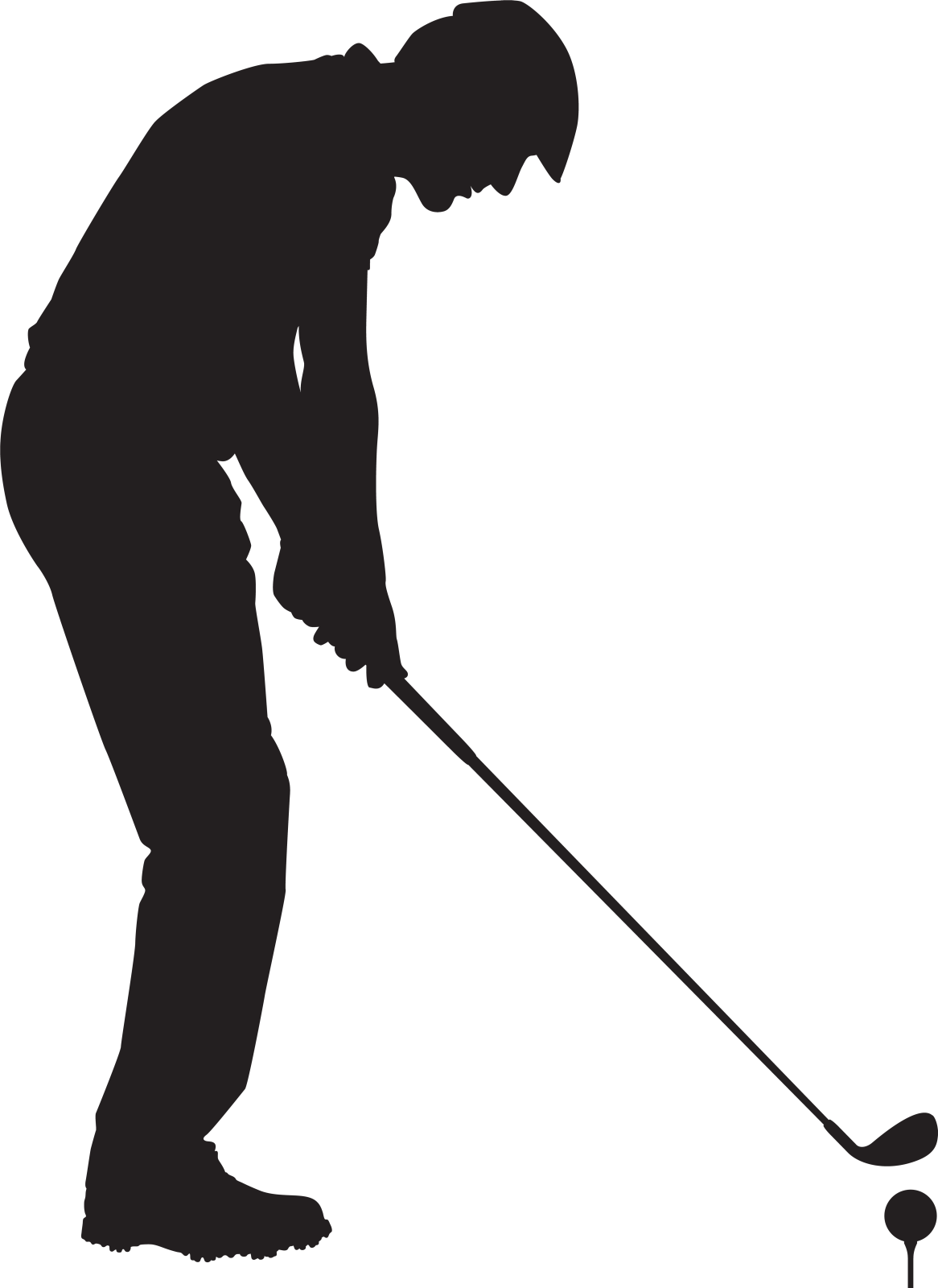 a silhouette of a man playing golf
