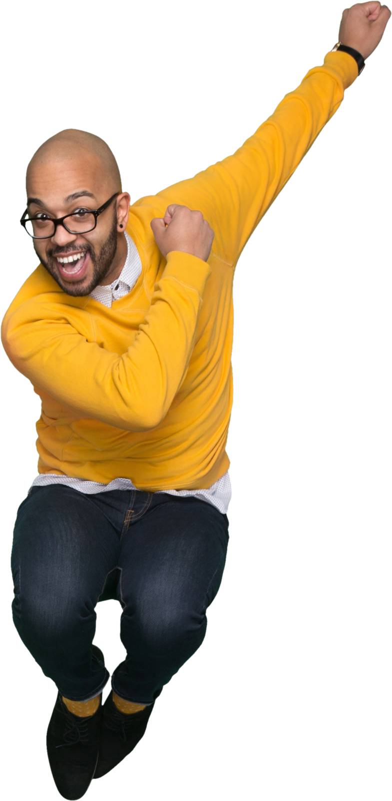 a man jumping in the air