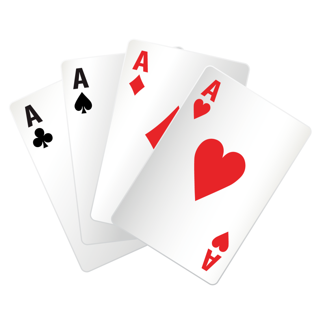 four aces playing cards on white background