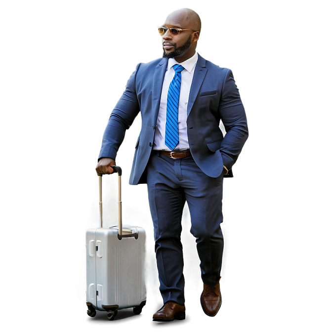 a man in a suit and tie with a suitcase