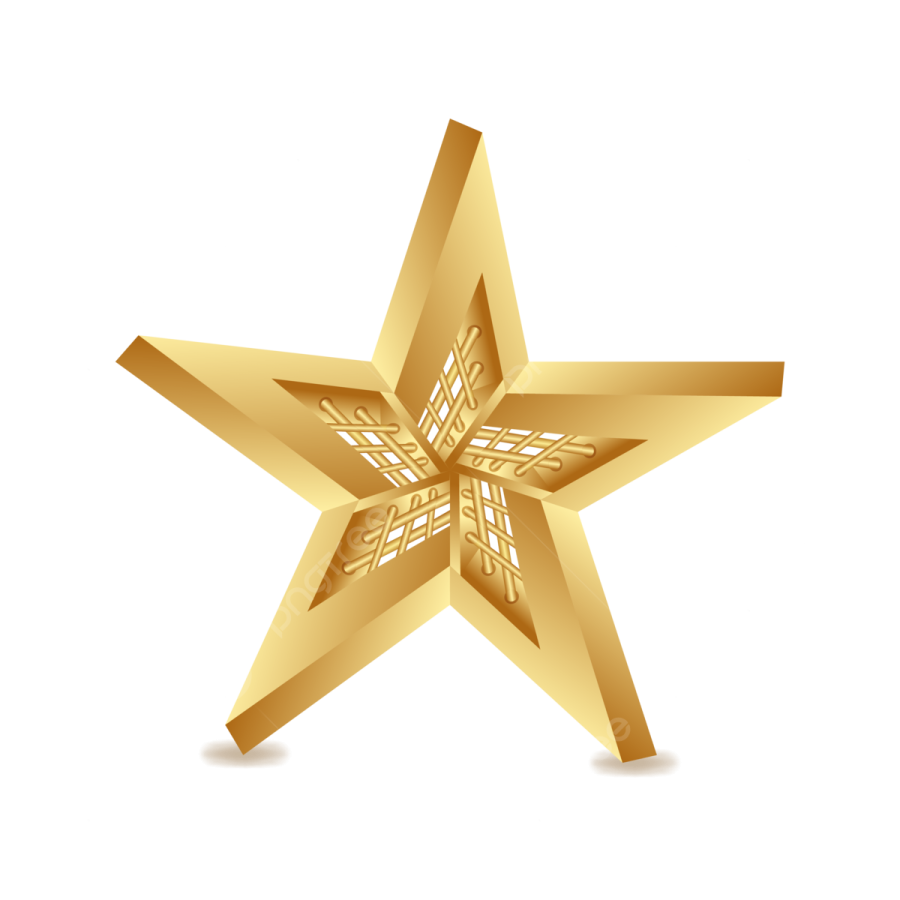 a gold star on a white background