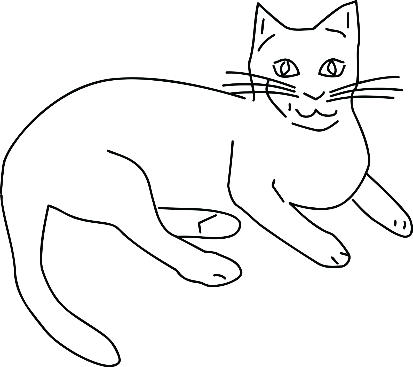 a black and white drawing of a cat
