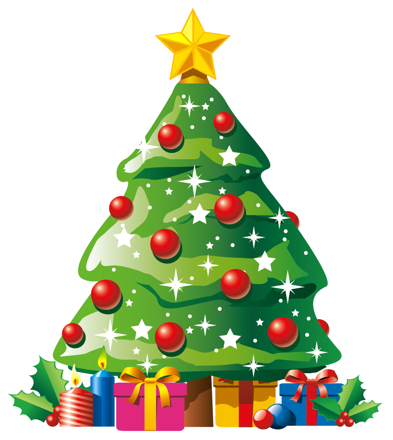 a christmas tree with presents around it