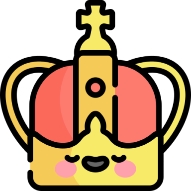a crown with a smiling face