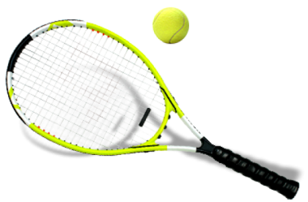 a tennis racket and ball on a white background