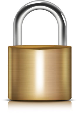 a golden padlock on a white background