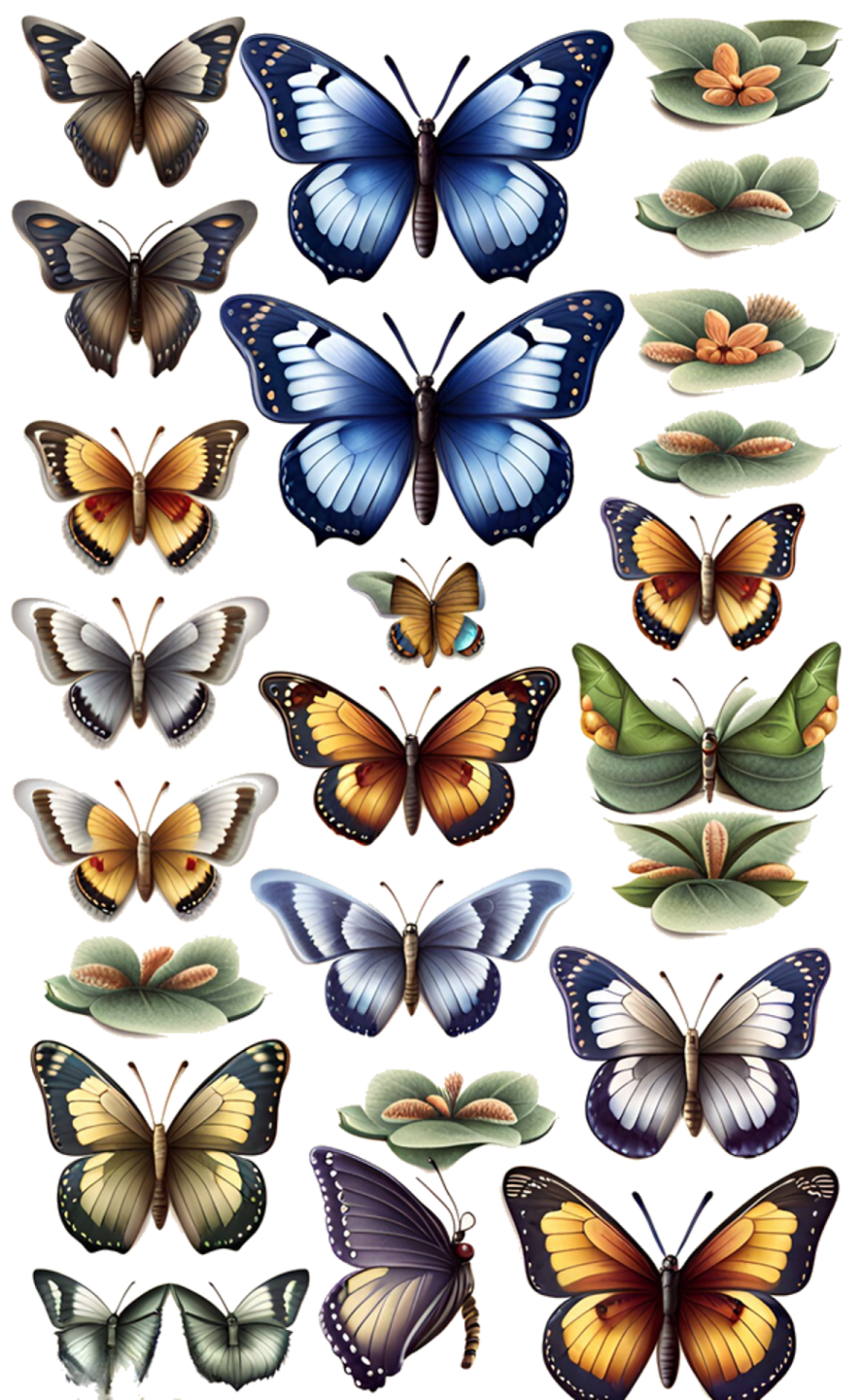 a large collection of butterflies