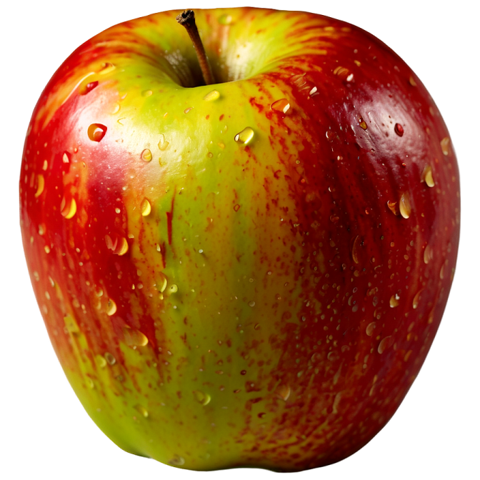 an apple with water droplets on it