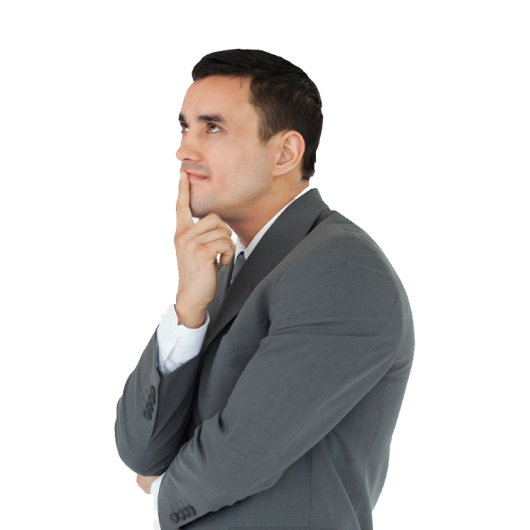 a man in a suit and tie is thinking