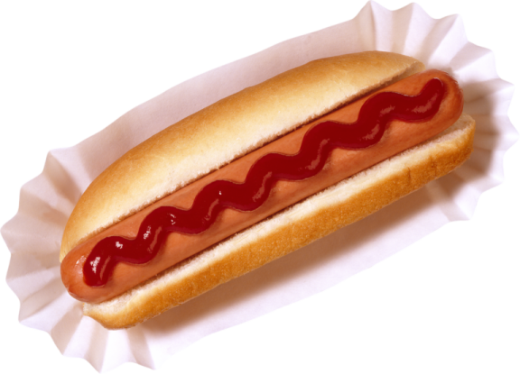 a hot dog on a white background