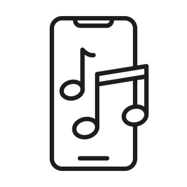 a phone with music notes on it