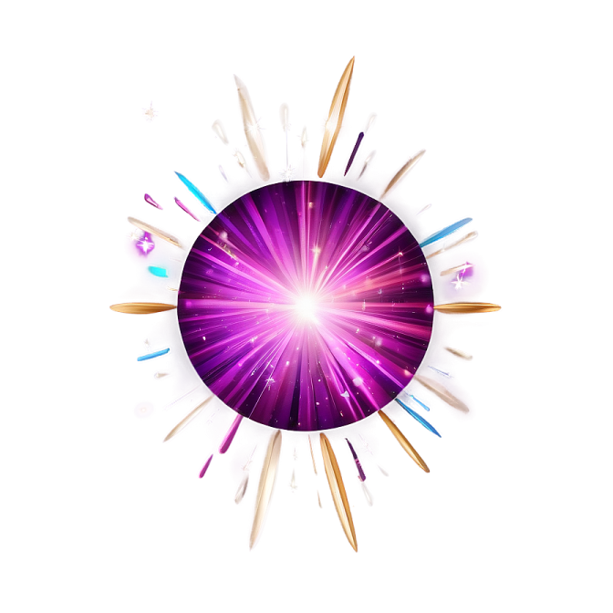 a purple star burst in the center of a white background