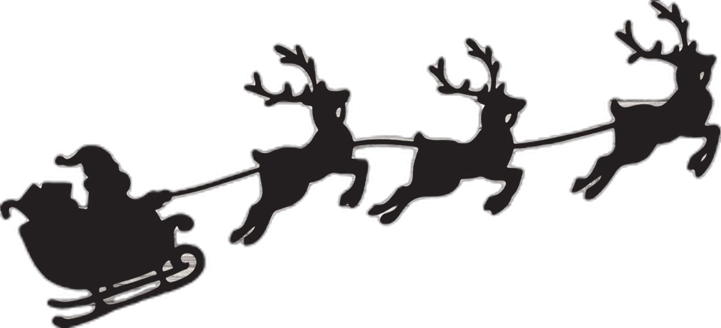 a silhouette of santa's sled reindeers