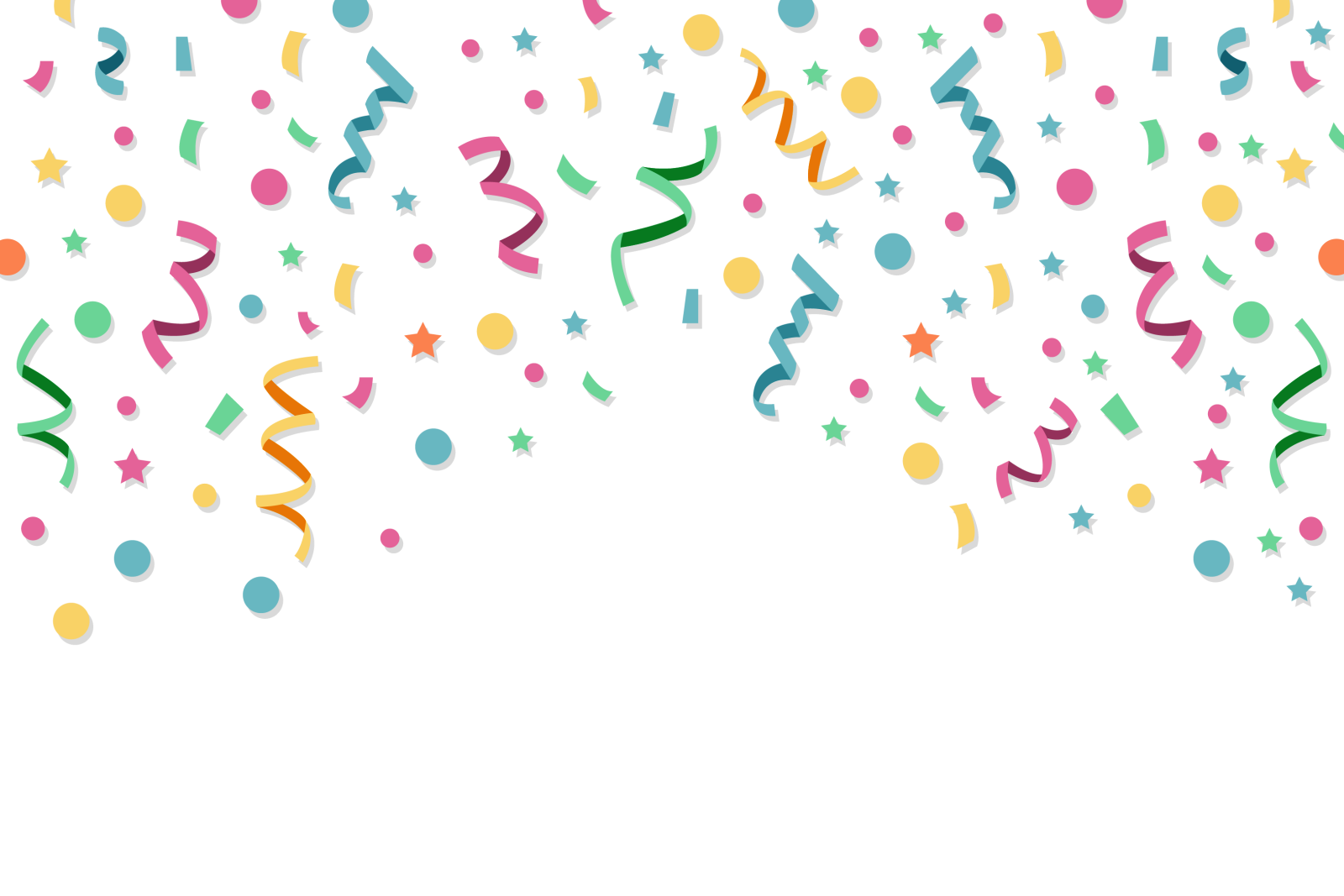 a white background with colorful cons and stars