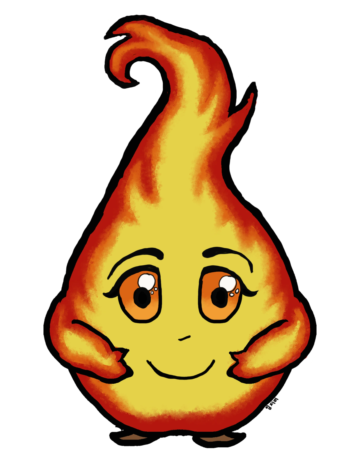 a cartoon fire with a smiley face