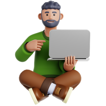 a man sitting on the ground with a laptop