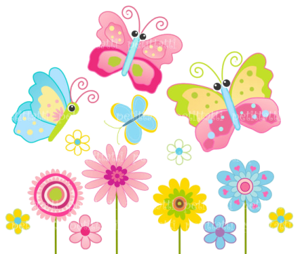 butterflies and flowers clipart