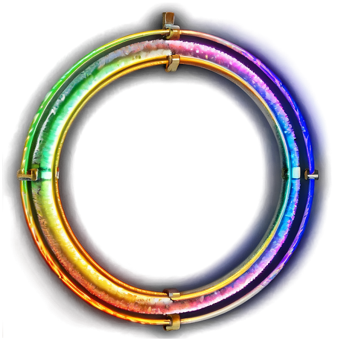 a rainbow colored necklace on a white background
